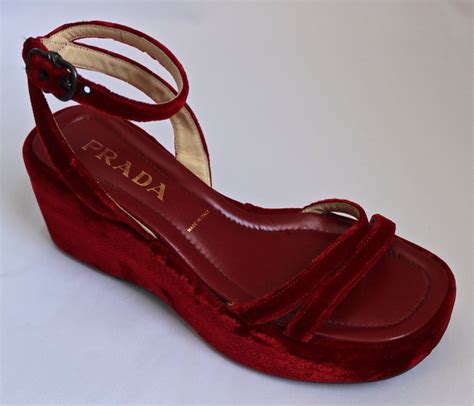 prada red velvet platform sandals|Prada 95mm velvet platform sandals.